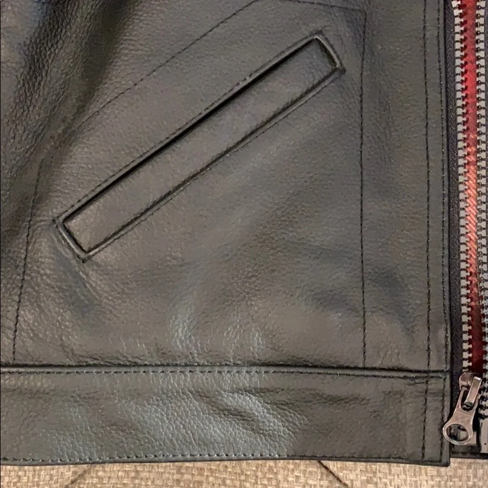 Adorable flannel lined insulated Black leather jacket Size 4 4T